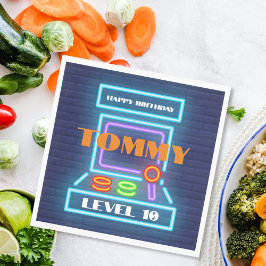 レトロアーケードゲームバースデーパーティー スタンダードランチョンナプキン