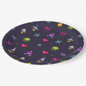 レトロアーケードゲームパターン誕生日パーティー ペーパープレート (アングル)