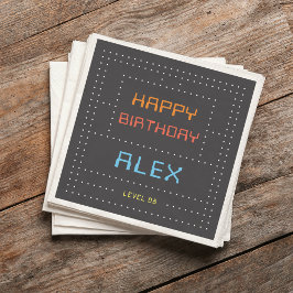 レトロアーケードゲーム子供の誕生日パーティー スタンダードカクテルナプキン