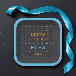 レトロアーケードゲーム子供の誕生日パーティー ペーパープレート