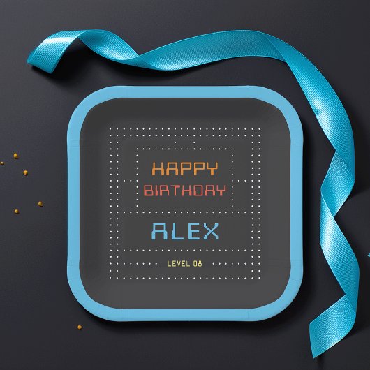 レトロアーケードゲーム子供の誕生日パーティー ペーパープレート