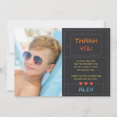 レトロアーケードゲーム子供の誕生日写真 サンキューカード (正面)