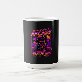 レトロアーケードシンスウェイブネオンステッカー コーヒーマグカップ