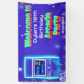 レトロアーケードパワーアップゲーム誕生日へようこそ 横断幕 (縦)