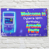 レトロアーケードパワーアップゲーム誕生日へようこそ 横断幕