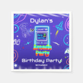 レトロアーケードパワーアップゲーム誕生日パーティー スタンダードカクテルナプキン (正面)