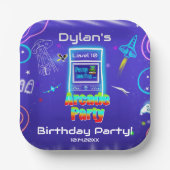 レトロアーケードパワーアップゲーム誕生日パーティー ペーパープレート (正面)