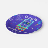 レトロアーケードパワーアップゲーム誕生日パーティー ペーパープレート (アングル)