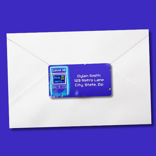 レトロアーケードパワーアップゲーム誕生日パーティー ラベル