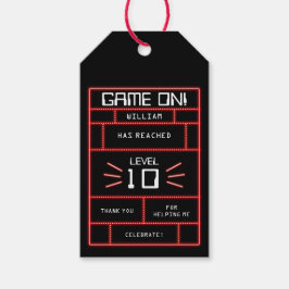 レトロアーケードビデオゲームネオン子供の誕生日 ギフトタグ