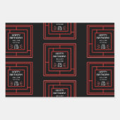 レトロアーケードビデオゲームネオン子供の誕生日 ラッピングペーパーシート (正面2)