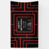 レトロアーケードビデオゲームネオン子供の誕生日 横断幕 (縦)