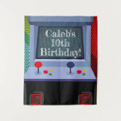 レトロアーケードビデオゲーム誕生日パーティー背景 タペストリー (正面)