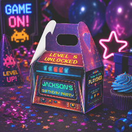 レトロアーケードレベルアップ誕生日パーティーファボーボックス フェイバーボックス
