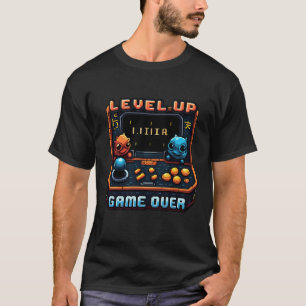 レトロアーケード「ゲームオーバー」ピクセルアートデザイン Tシャツ