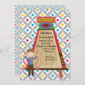 レトロアーケード スキーボール男子 誕生日招待状 招待状 (正面/裏面)