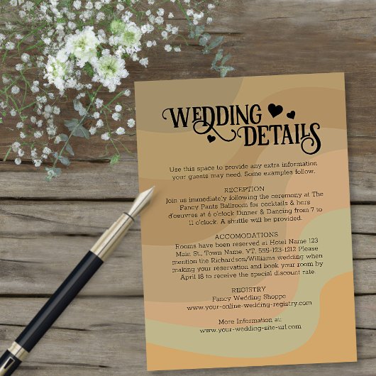 レトロアースネストライプーモダン結婚詳細 エンクロージャーカード