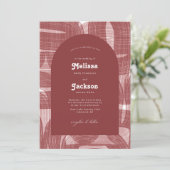 レトロアーチと曲げ結婚線 招待状 (スタンド正面)