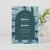 レトロアーチと曲げ線アクア結婚ズ 招待状 (スタンド正面)