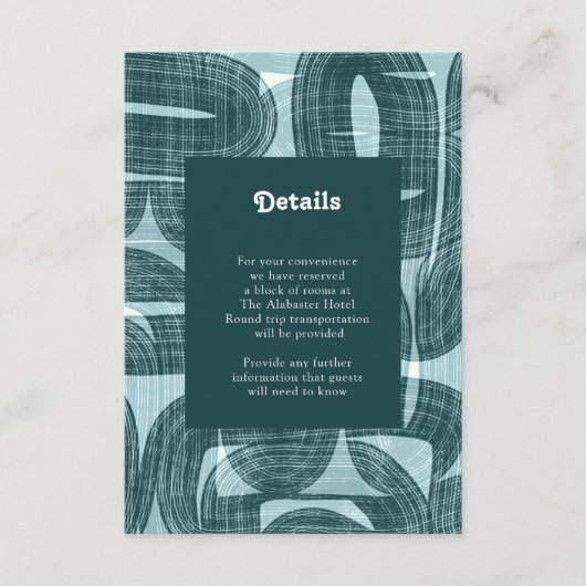 レトロアーチと曲げ、および線分のティール（緑がかった色）詳細 エンクロージャーカード (正面)