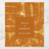 レトロアーチと曲げ、ライン黄色 ワインラベル (シングルラベル)