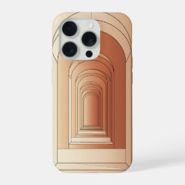 レトロアーチの廊下ラインアート幾何学デザイン iPhone 15 PROケース