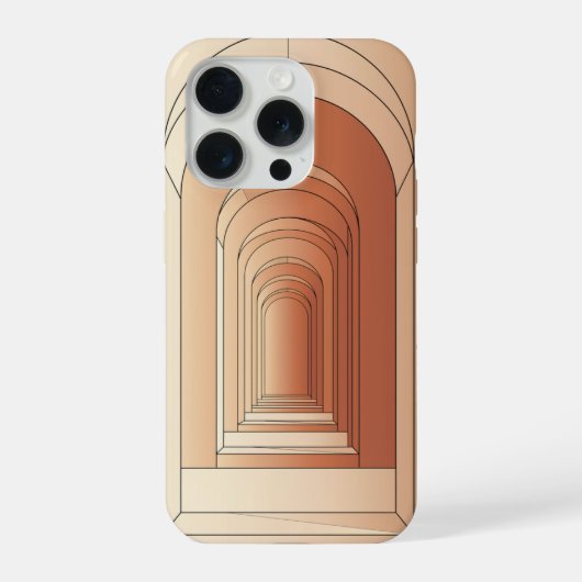 レトロアーチの廊下ラインアート幾何学デザイン iPhoneケース (裏面)