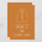 レトロアーチイニシャル結婚ズテラコッタ 招待状 (正面/裏面)