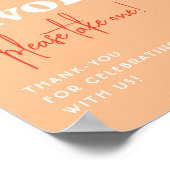 レトロアーチオレンジ結婚式の引き出物標識 ポスター (角)