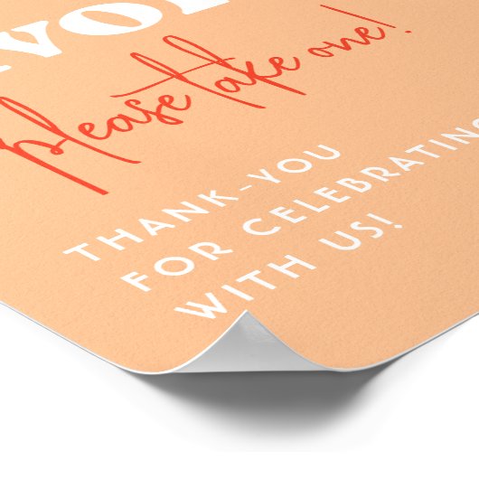 レトロアーチオレンジ結婚式の引き出物標識 ポスター (角)