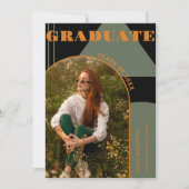 レトロアーチグリーンオレンジ2 Photo Grad発表 招待状 (正面)