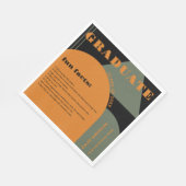 レトロアーチグリーン&オレンジおもしろいファクト卒業 スタンダードランチョンナプキン (角)