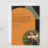 レトロアーチグリーン&オレンジ2写真卒業 サンキューカード (裏面)