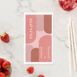 レトロアーチコーラルピンク結婚クズナプキン