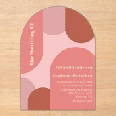 レトロアーチコーラルピンク結婚ズ アクリル招待状 (正面)