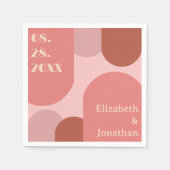 レトロアーチコーラルピンク結婚ズ スタンダードカクテルナプキン (正面)