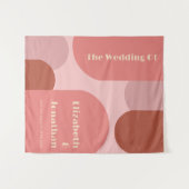 レトロアーチコーラルピンク結婚ズ タペストリー (正面(横))