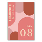 レトロアーチコーラルピンク結婚ズ テーブルナンバー (正面)