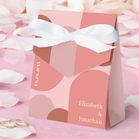 レトロアーチコーラルピンク結婚ズ フェイバーボックス (ウェディング)