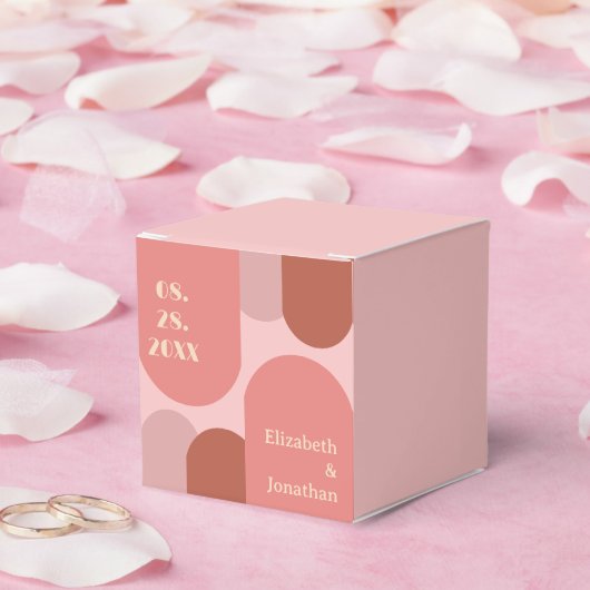 レトロアーチコーラルピンク結婚ズ フェイバーボックス (ウェディング)