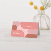 レトロアーチコーラルピンク結婚ズ プレイスカード (正面)