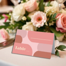 レトロアーチコーラルピンク結婚ズ プレイスカード
