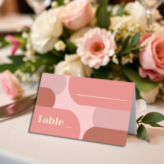 レトロアーチコーラルピンク結婚ズ プレイスカード
