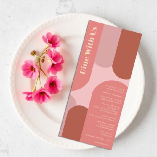 レトロアーチコーラルピンク結婚ズ メニュー