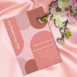 レトロアーチコーラルピンク結婚ズ 招待状