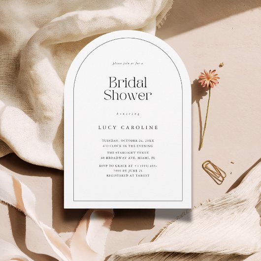 レトロアーチスタイルカップル写真ブライダルシャワー 招待状