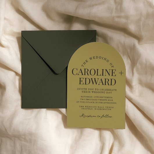 レトロアーチストライプの結婚式招待状 招待状