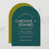 レトロアーチストライプの結婚式招待状 招待状 (正面/裏面)