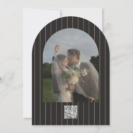 レトロアーチストライプの結婚式招待状 招待状 (裏面)