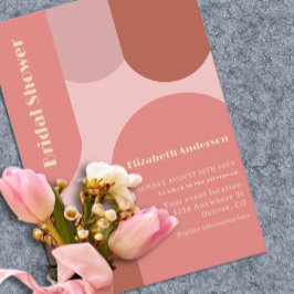 レトロアーチズコーラルピンクブライダルシャワー 招待状